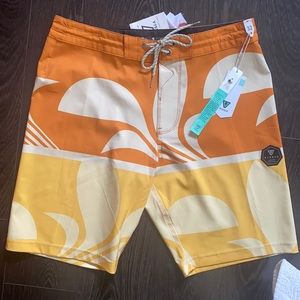 Vissla yellow and orange boardshorts shorts